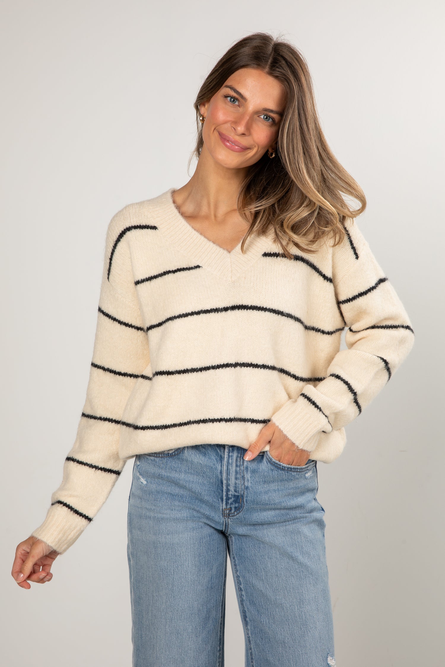 Frostline Cream Stripe Sweater