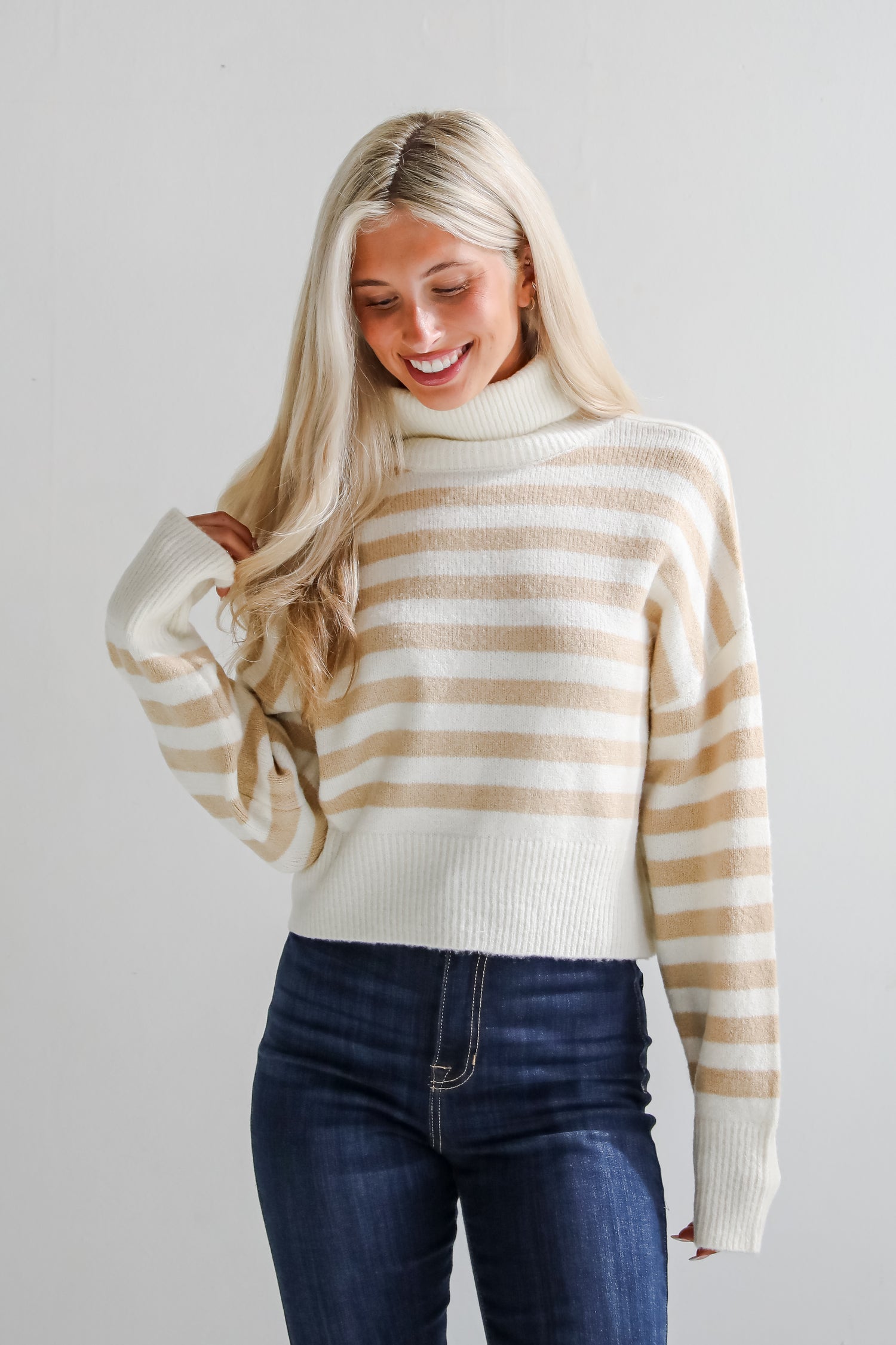 Cuddly Approach Striped Turtleneck Sweater