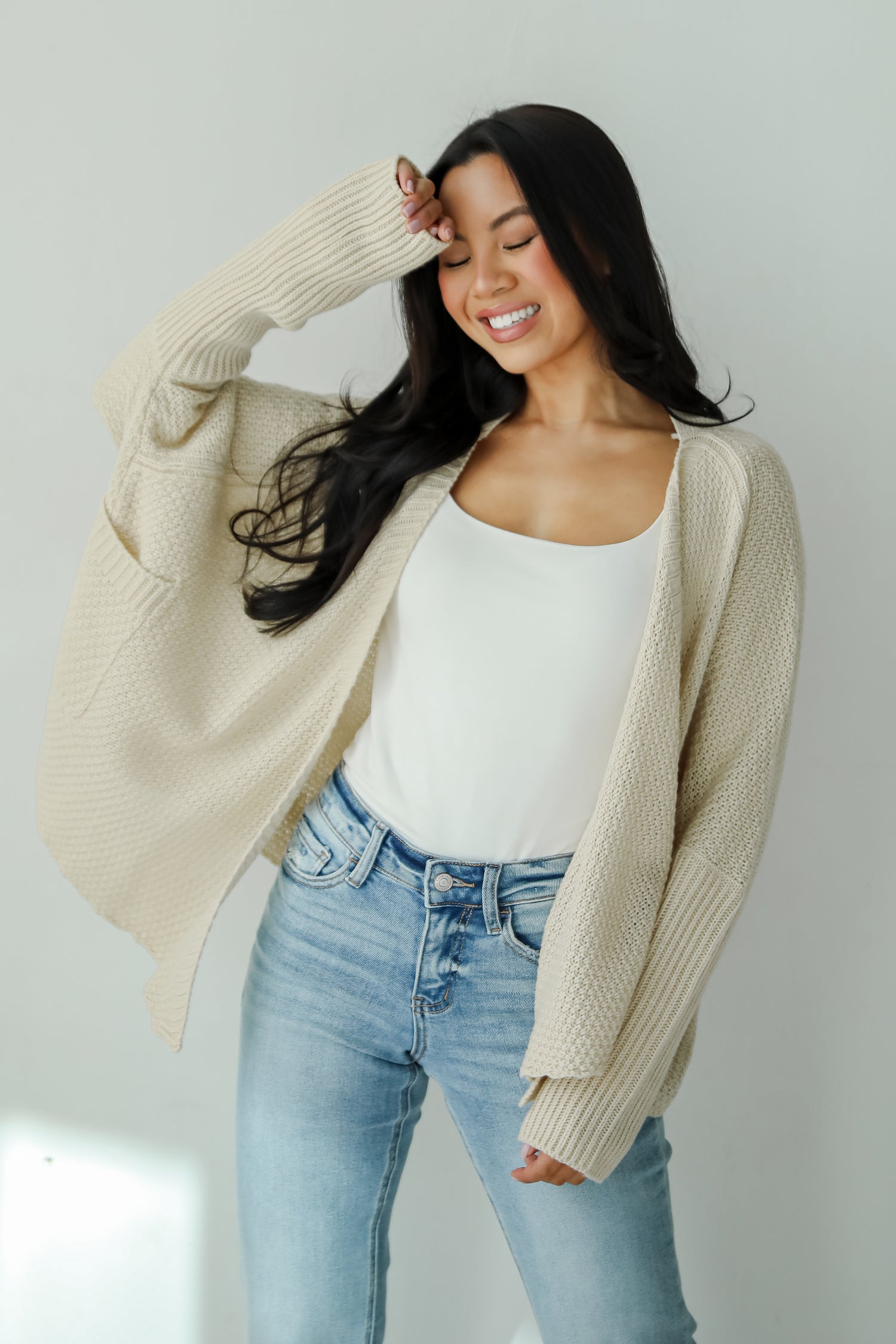 Layered Charisma Cream Sweater Cardigan