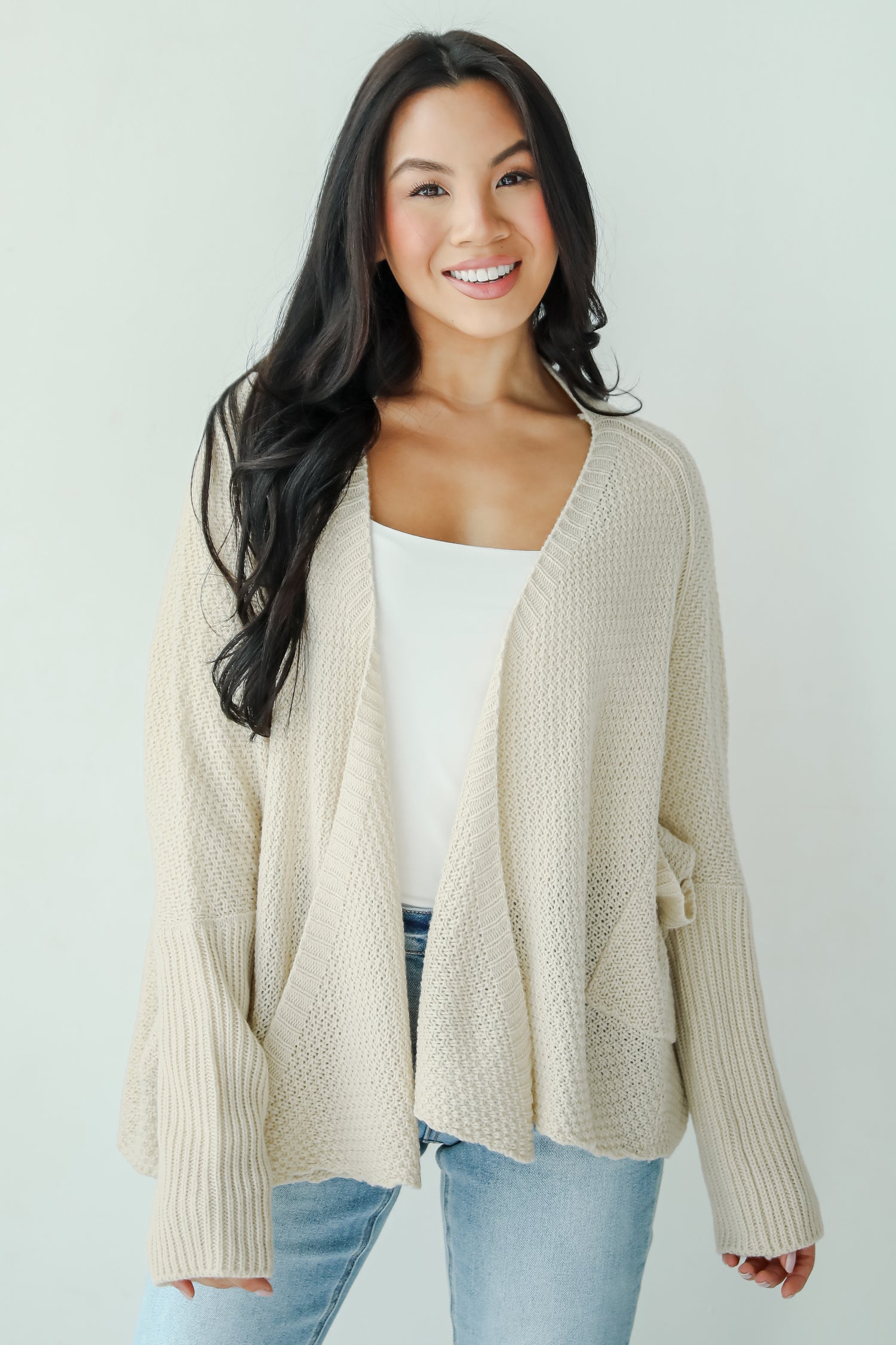 Cute Cream Sweater Cardigan Women's Cardigans ShopDressUp