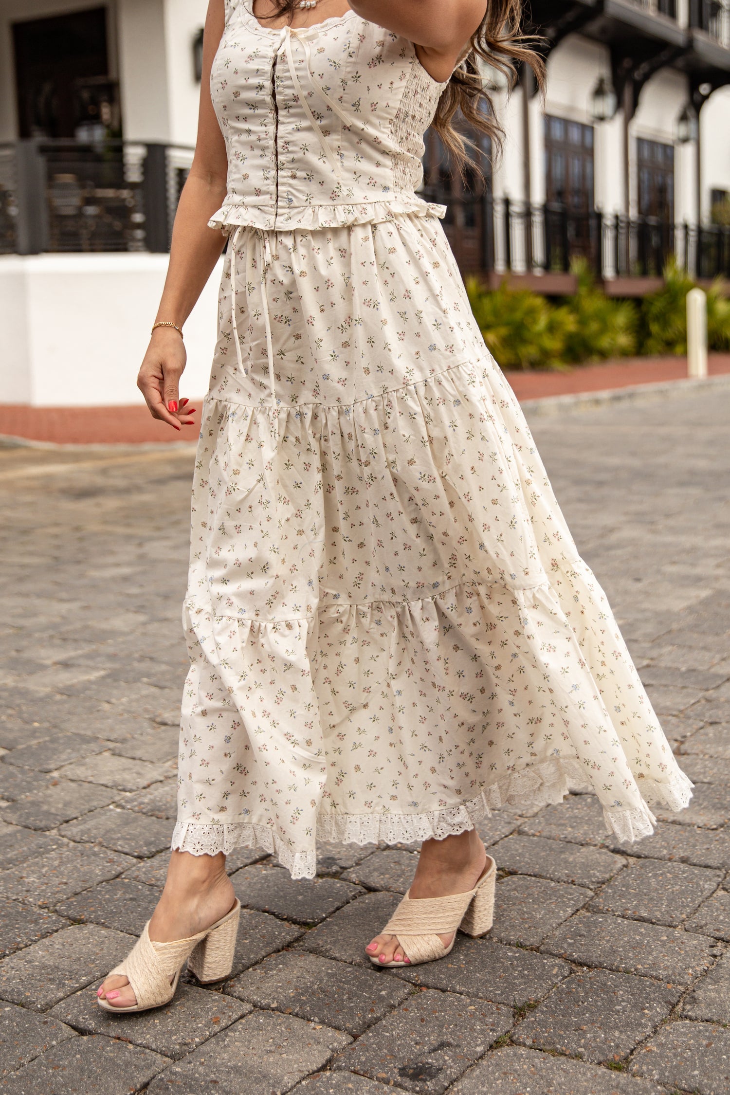 Cream Floral Tiered Maxi Skirt | Trendy Women's Sets | ShopDressUp Dress Up Cream Floral Tiered Maxi Skirt | Trendy Women's Sets | ShopDressUp Dress Up