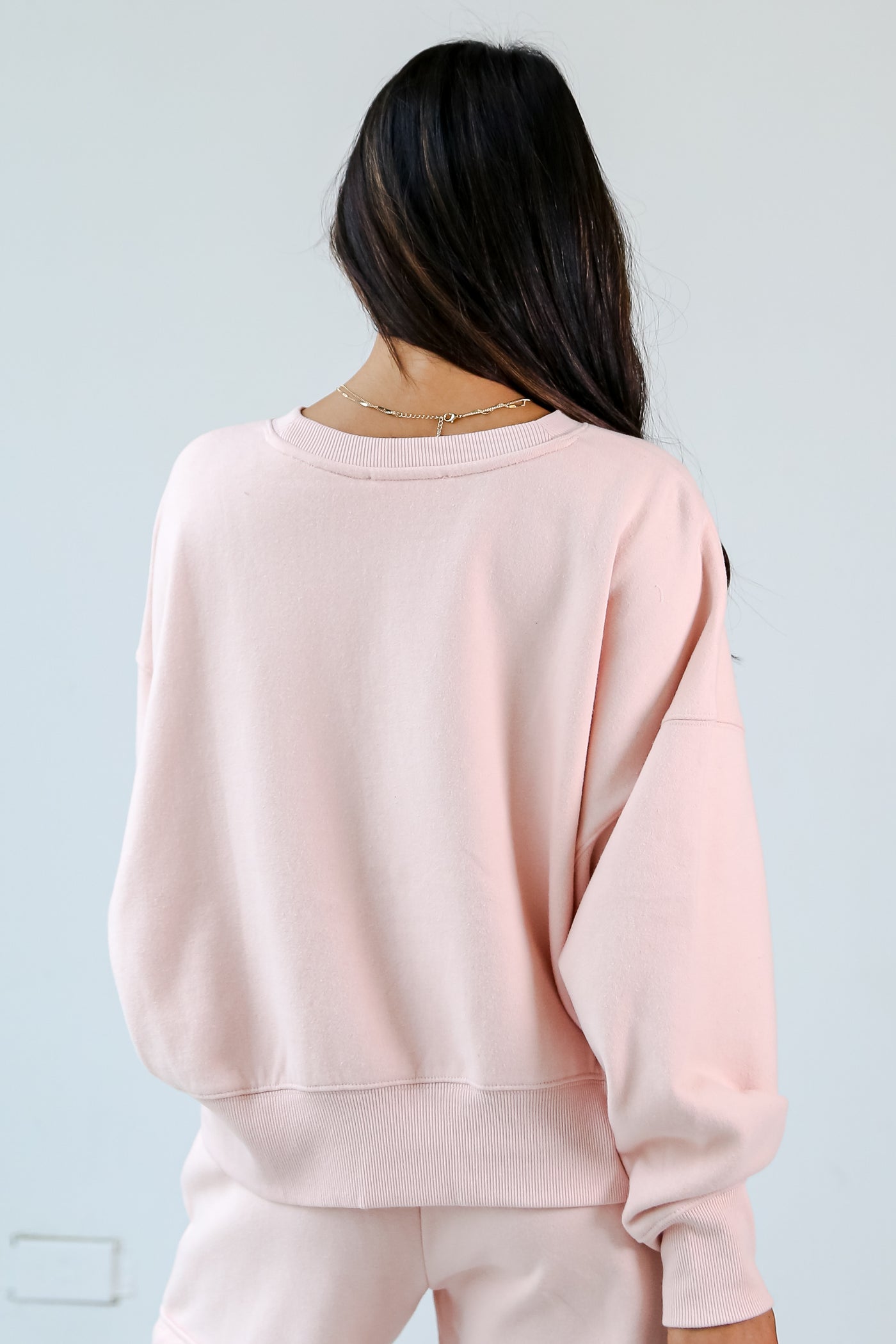 pink Fleece Pullover back view