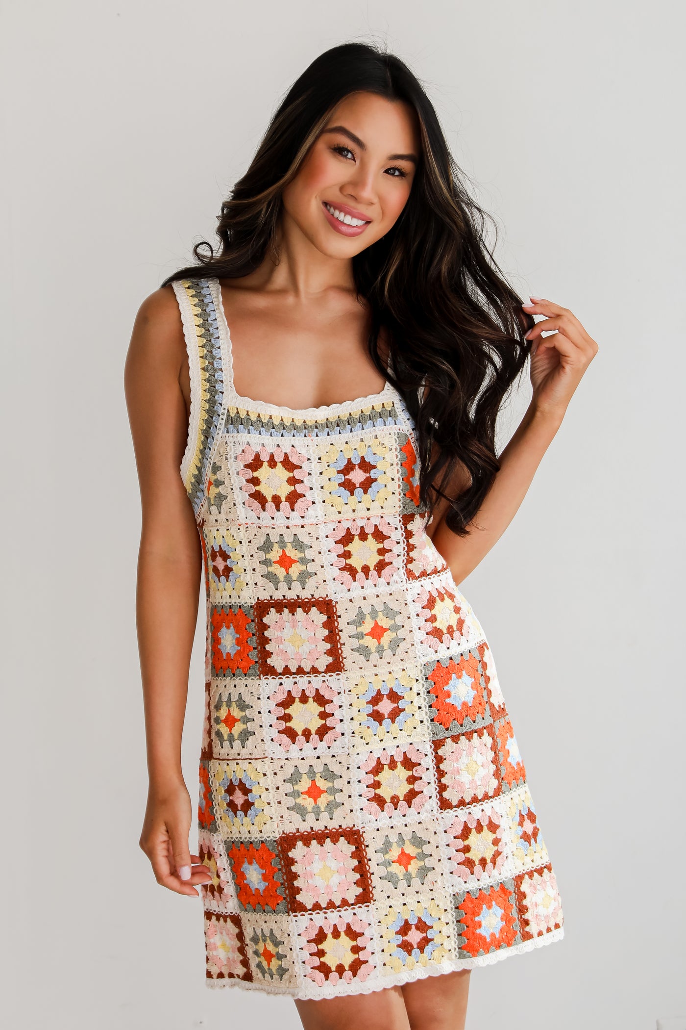 colorful crochet dress