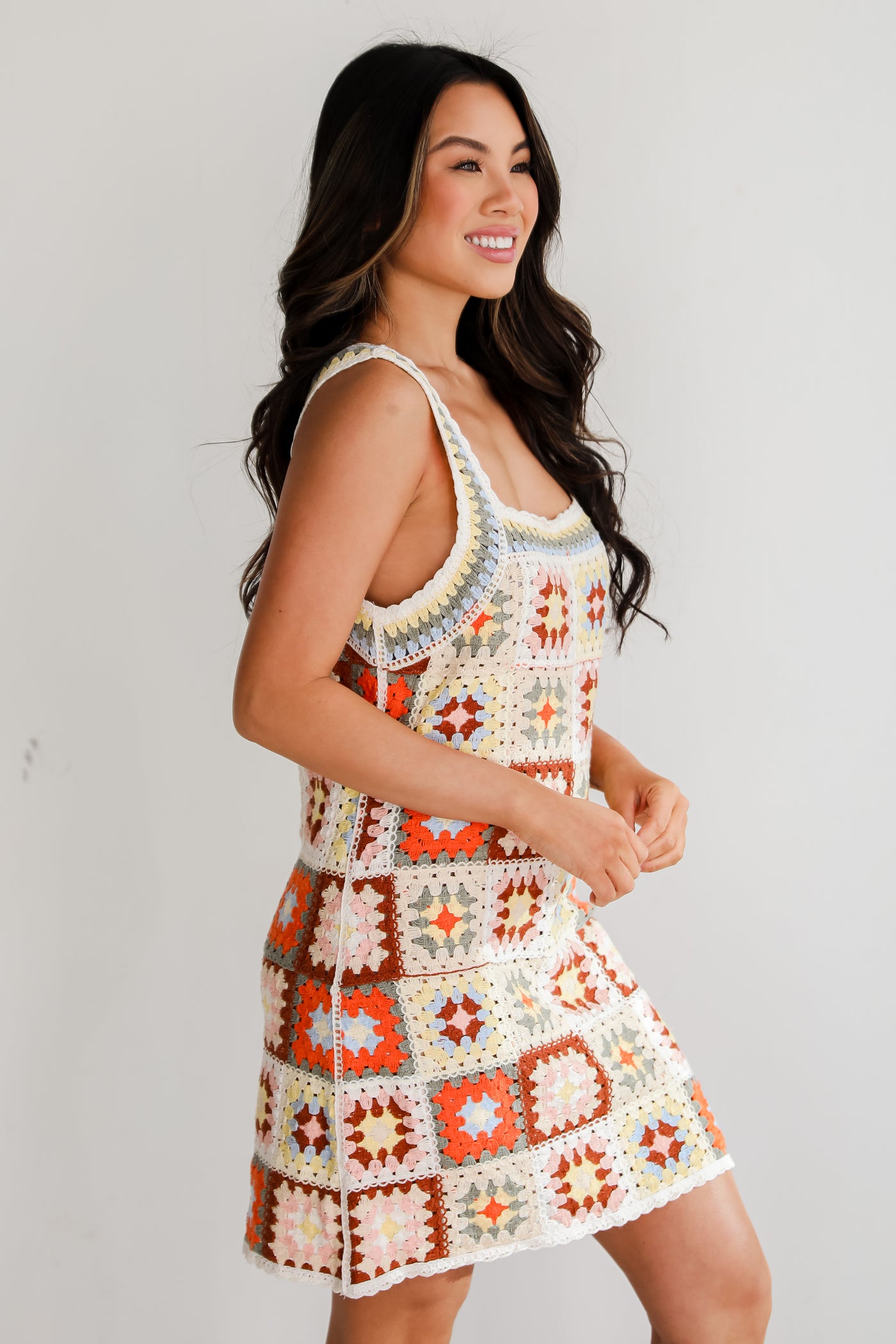 Crochet Knit Mini Dress for women