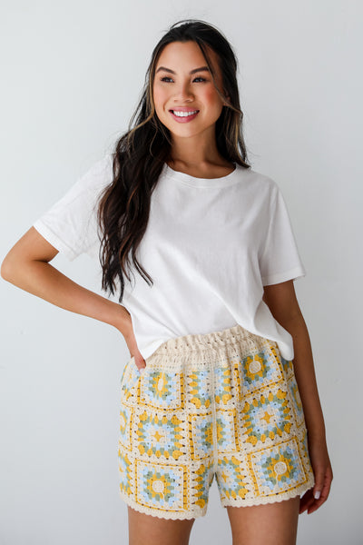 trendy  Crochet Knit Shorts