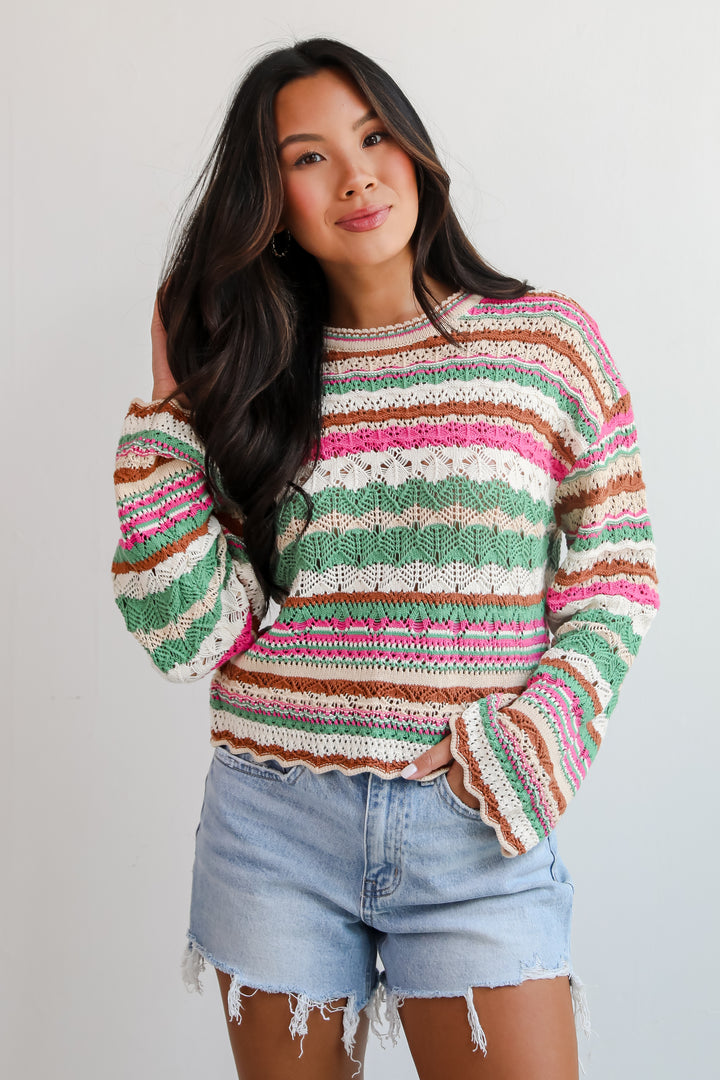 Adorable Disposition Multi Crochet Knit Top