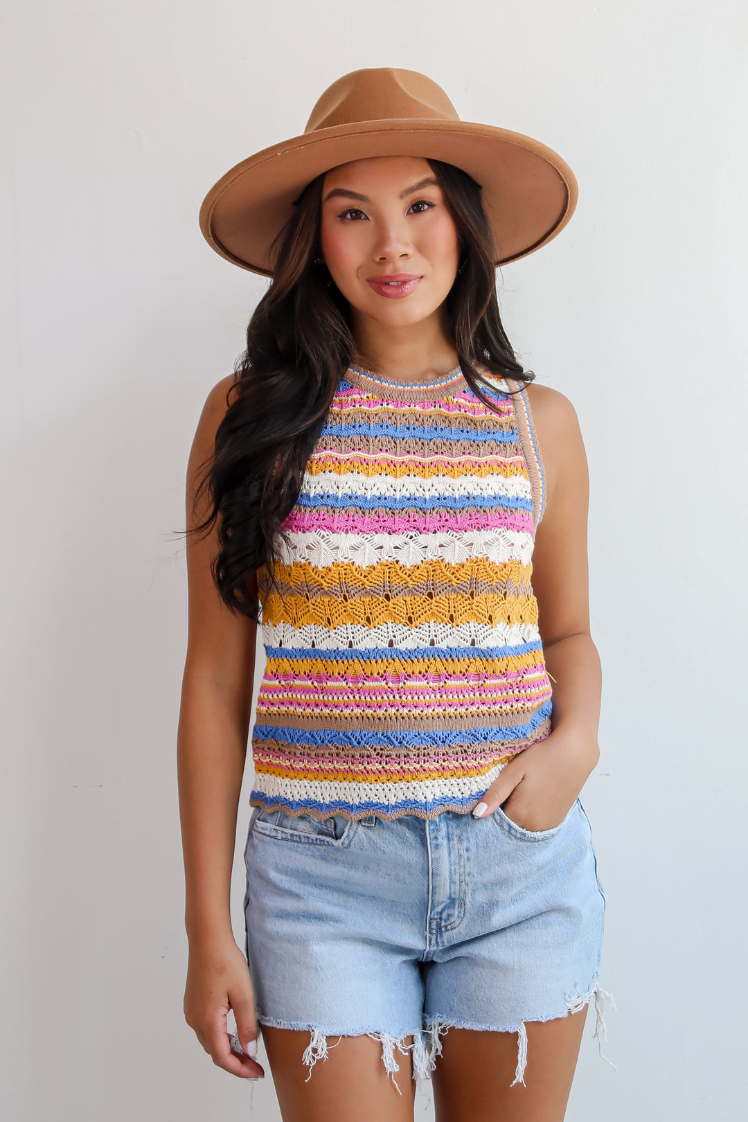 Superior Sweetness Multi Crochet Knit Tank