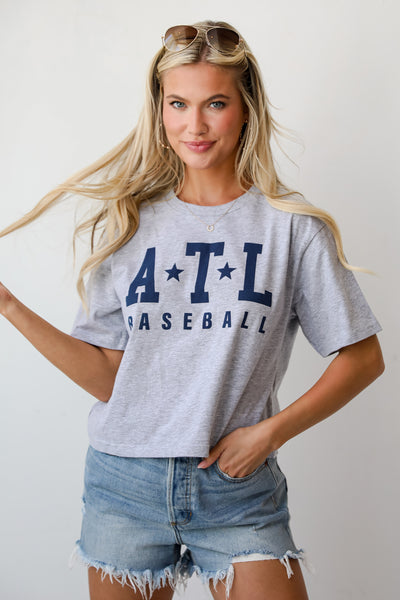 Heather Grey ATL Baseball Cropped Tee