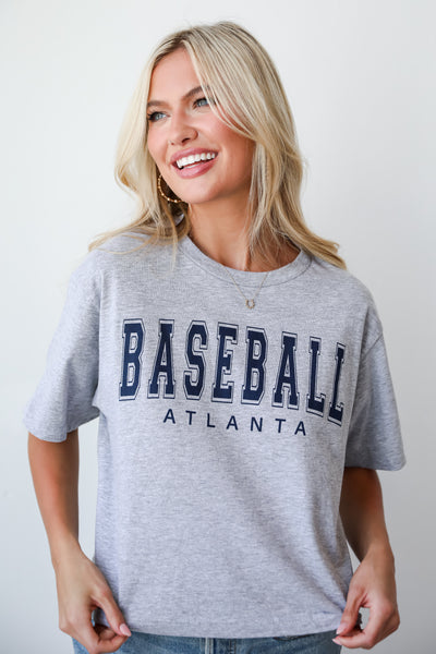 grey Baseball Atlanta Cropped Tee