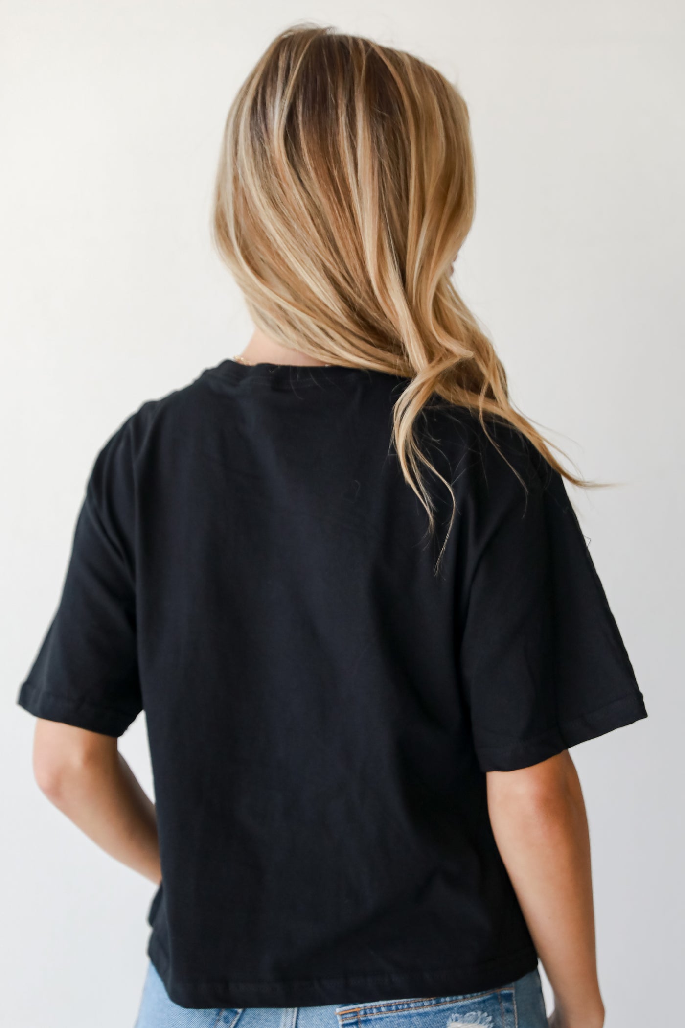 Black Football Cropped Tee back view