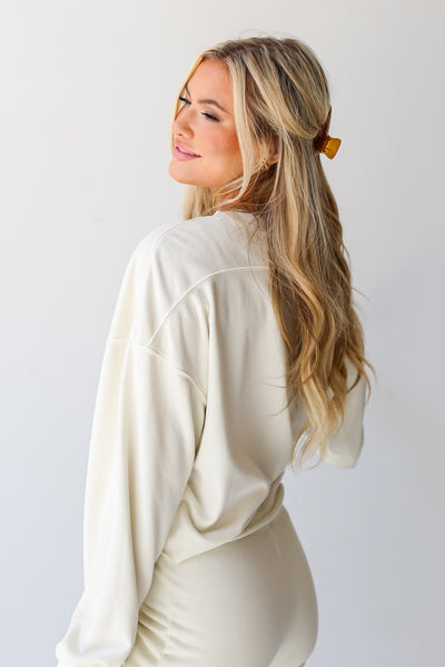 cream Cropped Pullover side view