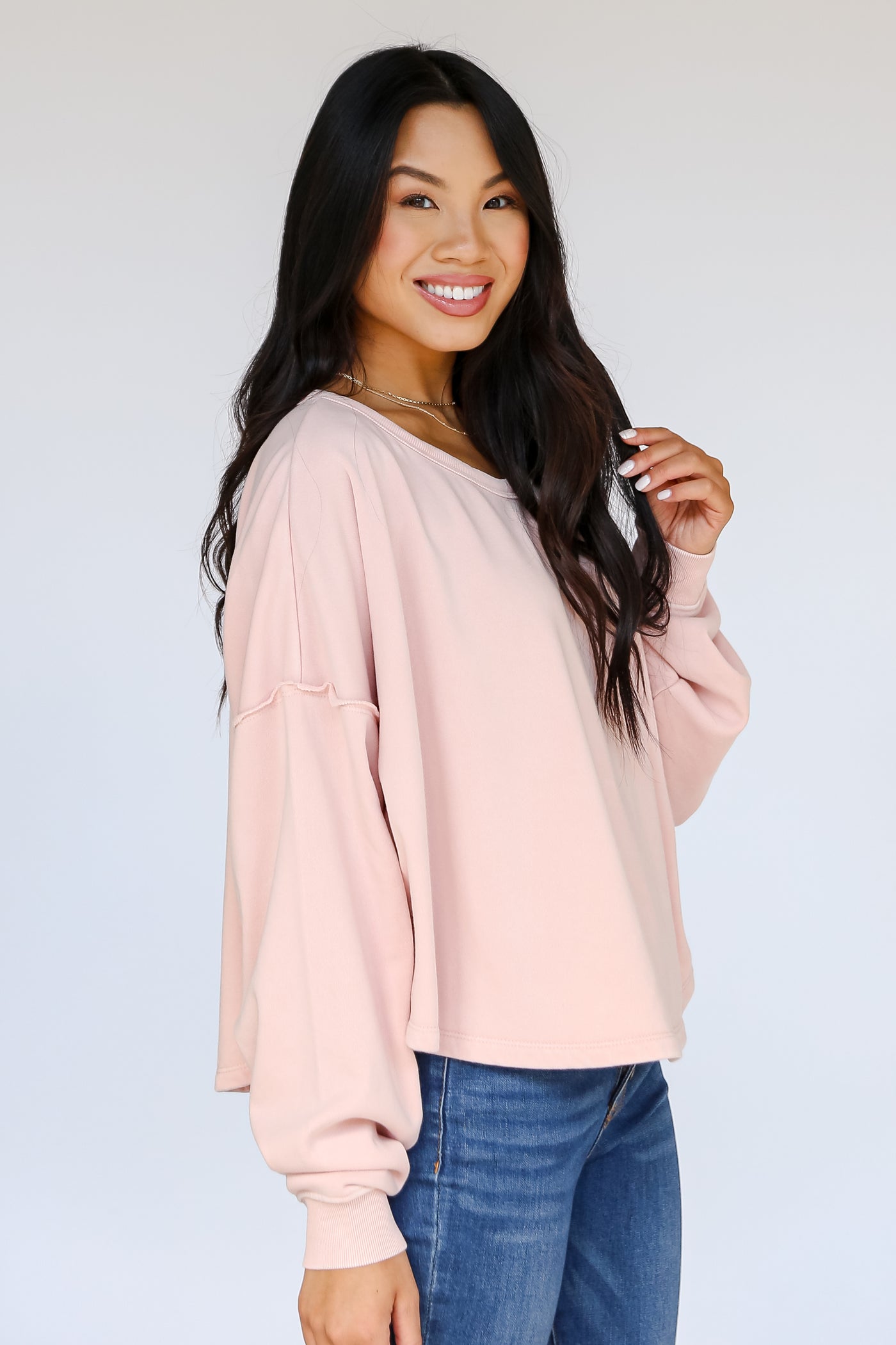 blush Fleece Pullover side view