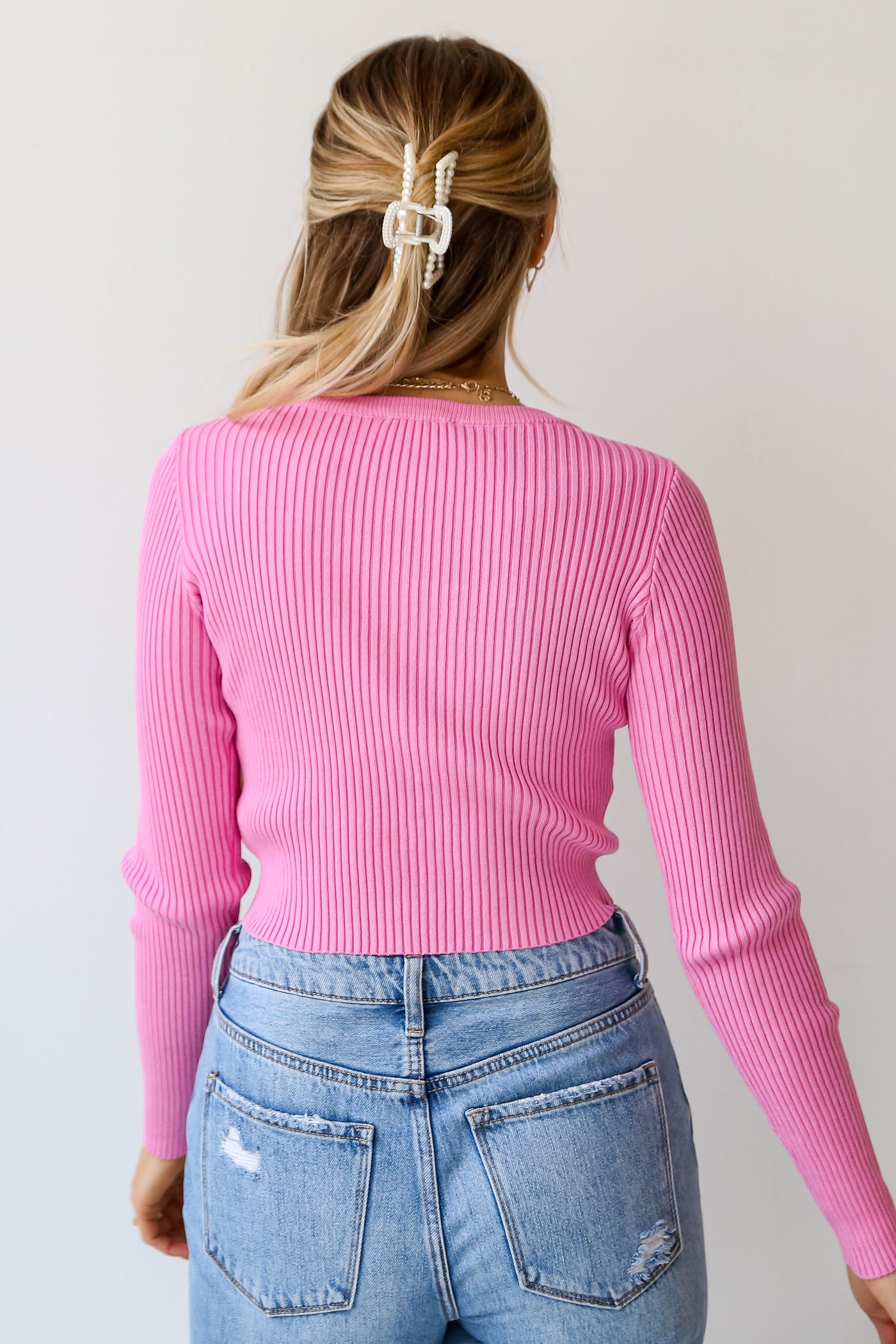 cropped Ribbed Knit Top