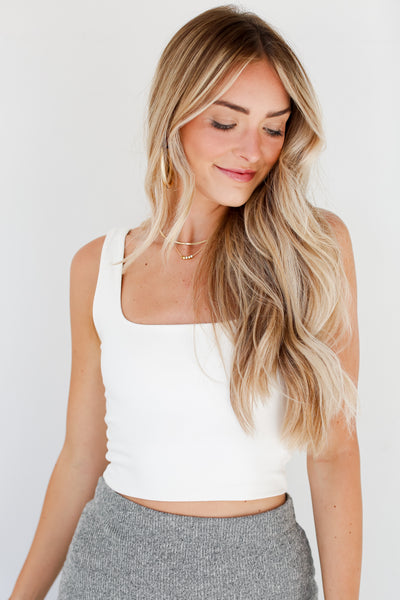 white Cropped Tank front view