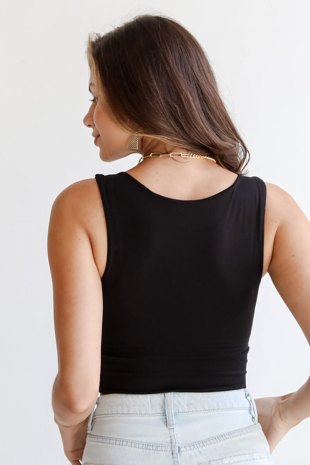 Brielle Everyday Black Cropped Tank