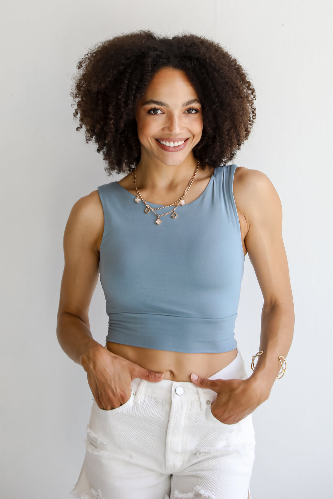 Brielle Everyday Blue Cropped Tank
