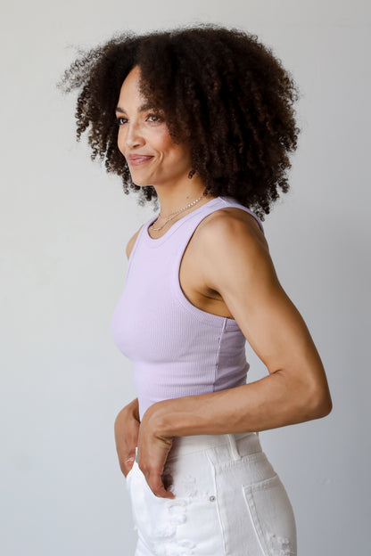 womens basic purple Cropped Tank