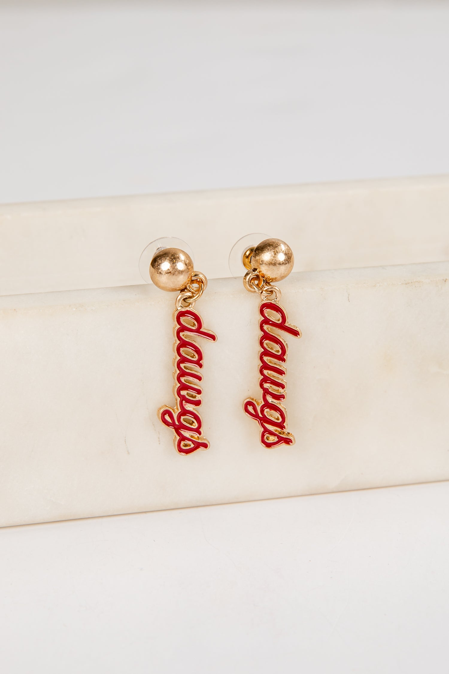 Gold earrings with red &