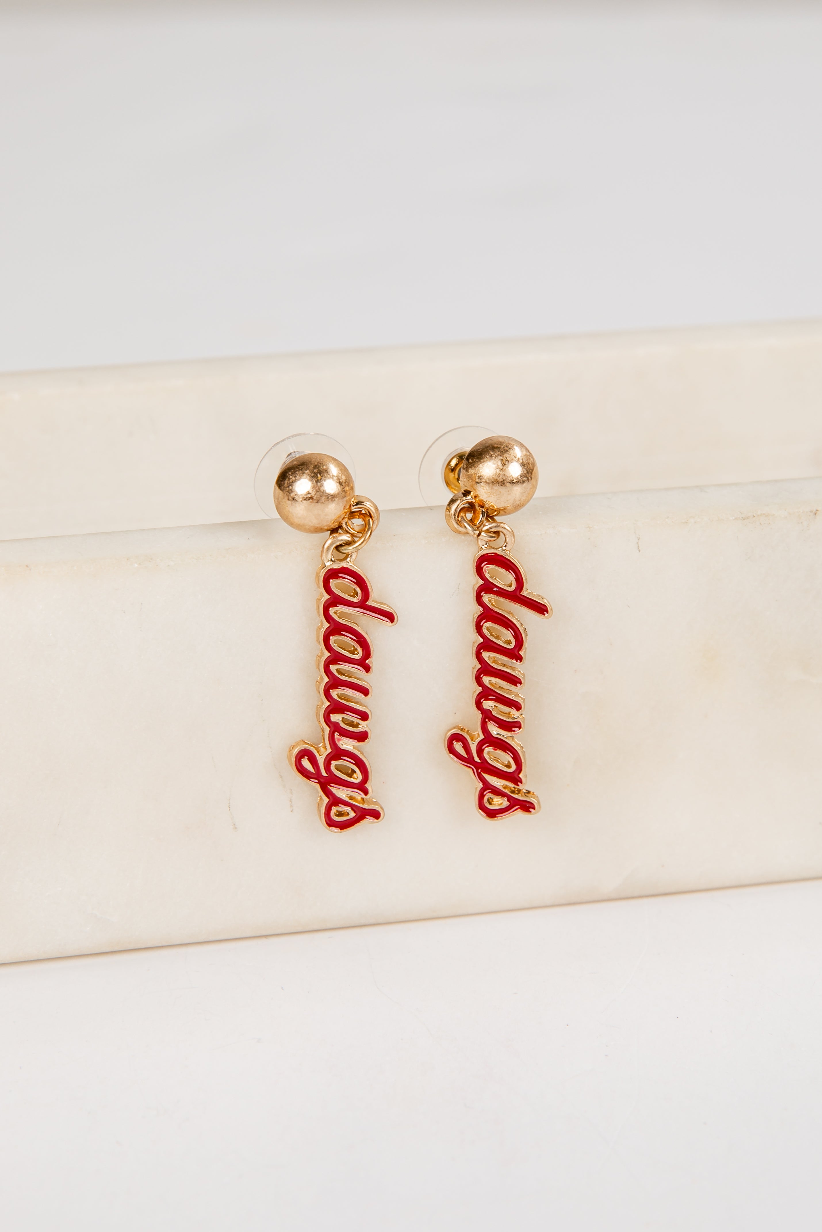 Gold earrings with red &