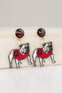 Pair of bulldog earrings with red &