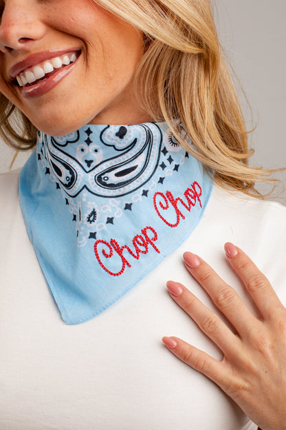 Light Blue Chop Chop Embroidered Bandana