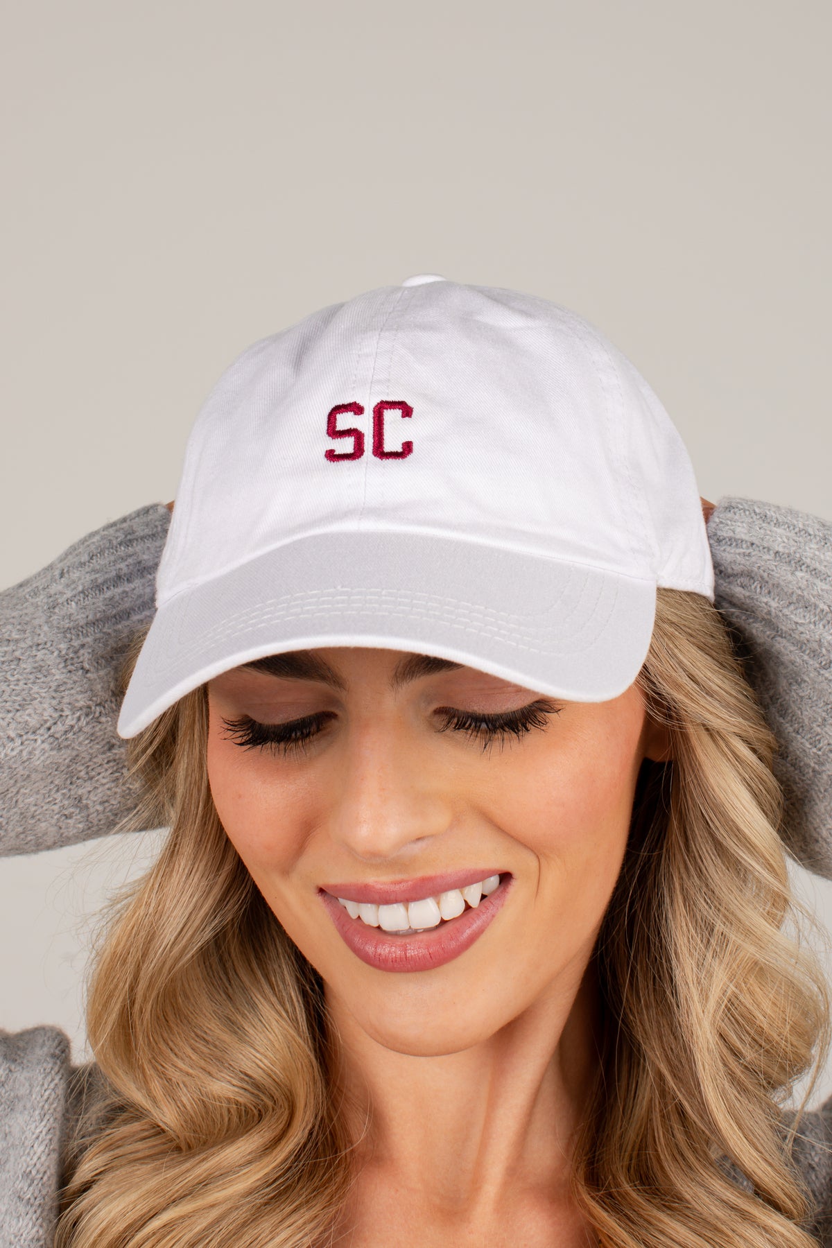White South Carolina Embroidered Baseball Hat