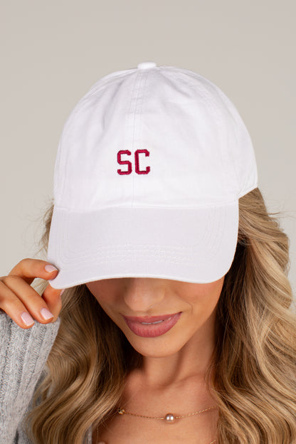 White South Carolina Embroidered Baseball Hat