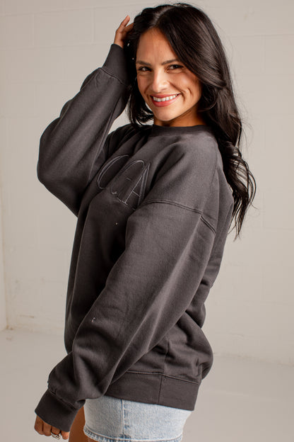 Georgia Tonal Charcoal Embroidered Sweatshirt