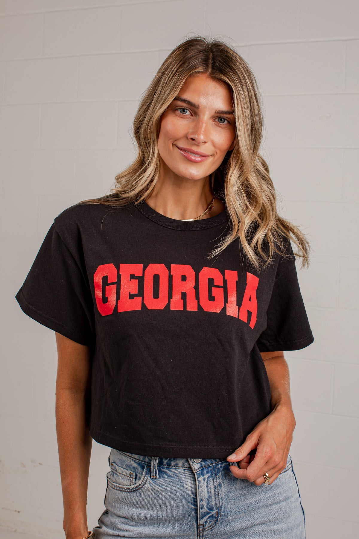Georgia Black Cropped Graphic Tee