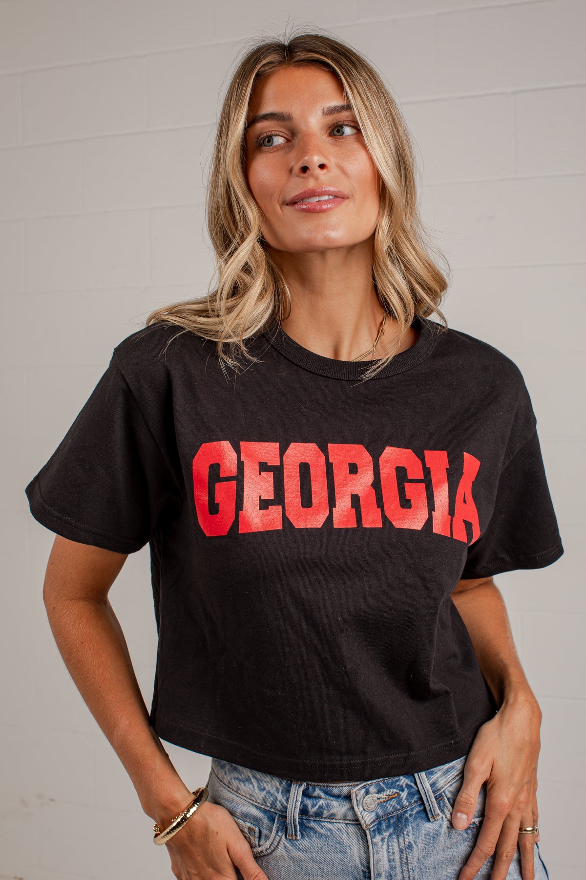 Georgia Black Cropped Graphic Tee
