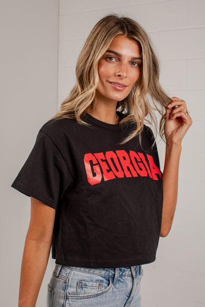 Georgia Black Cropped Graphic Tee