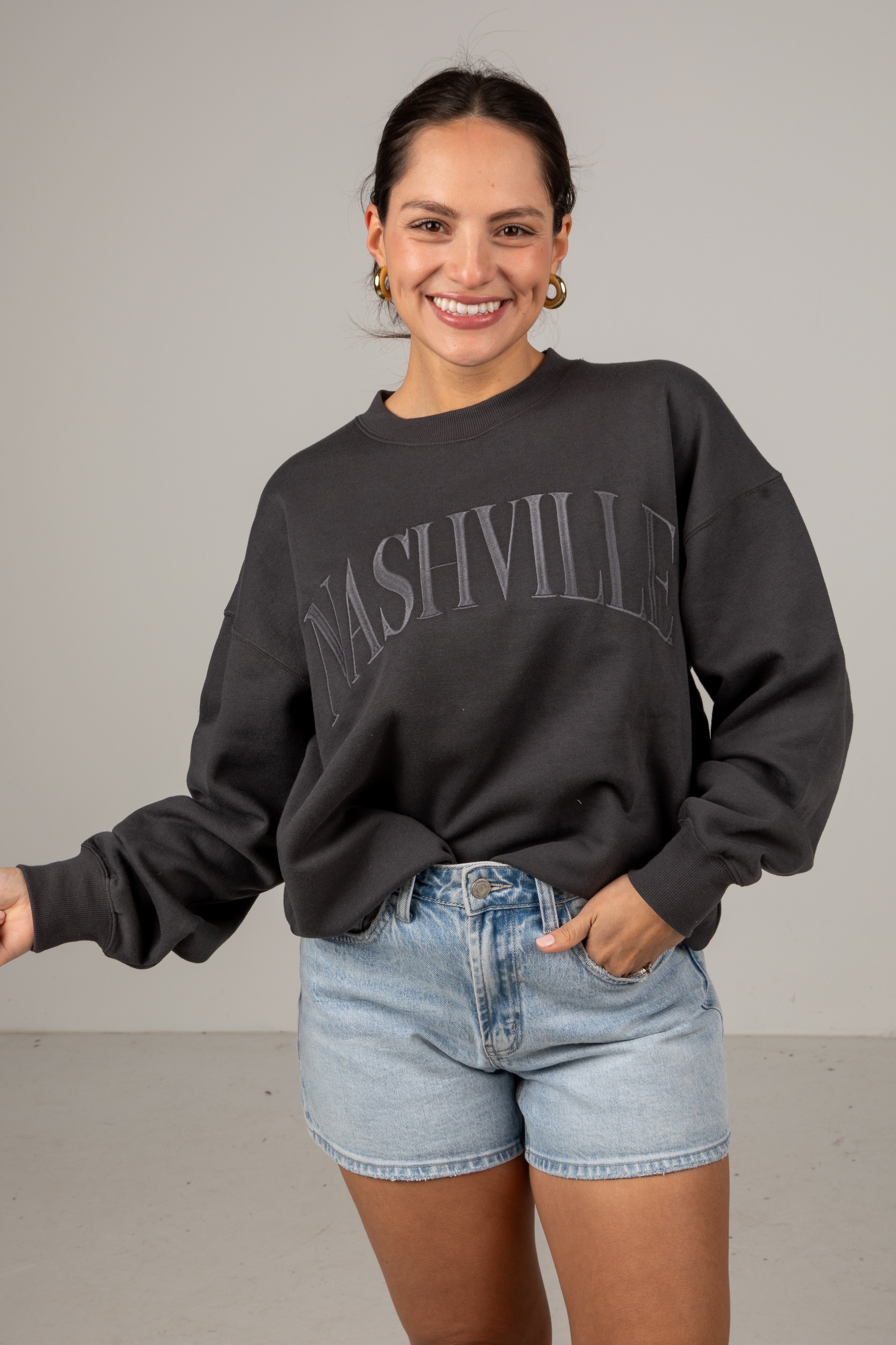 Woman wearing a black &