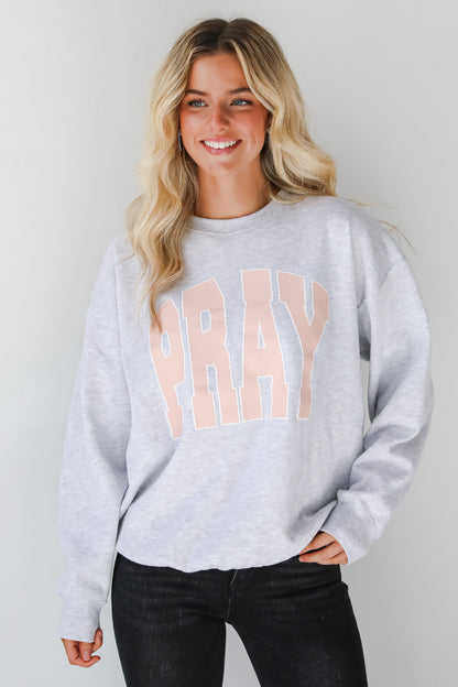 Heather Grey Pray Sweatshirt