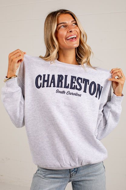 Heather Grey Charleston South Carolina Graphic Pullover