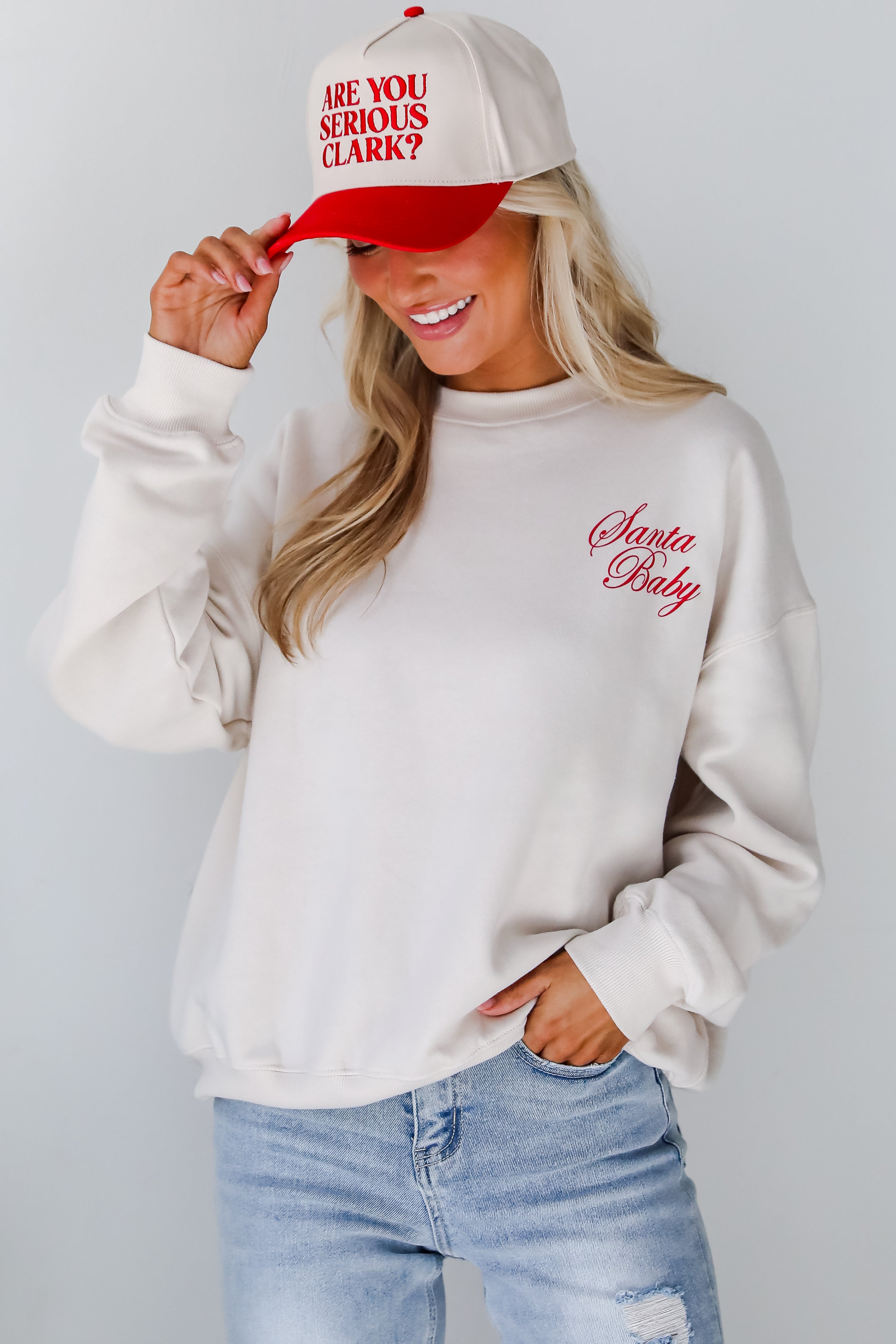 Beige Santa Baby Sweatshirt