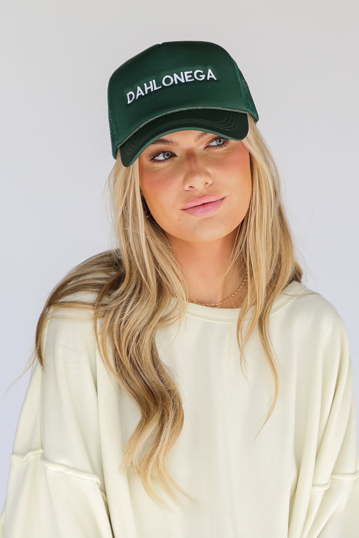 green Dahlonega Trucker Hat close up