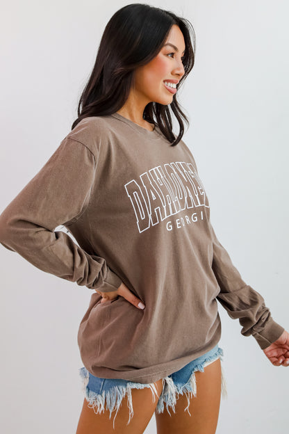 Brown Dahlonega Georgia Block Letter Long Sleeve Tee