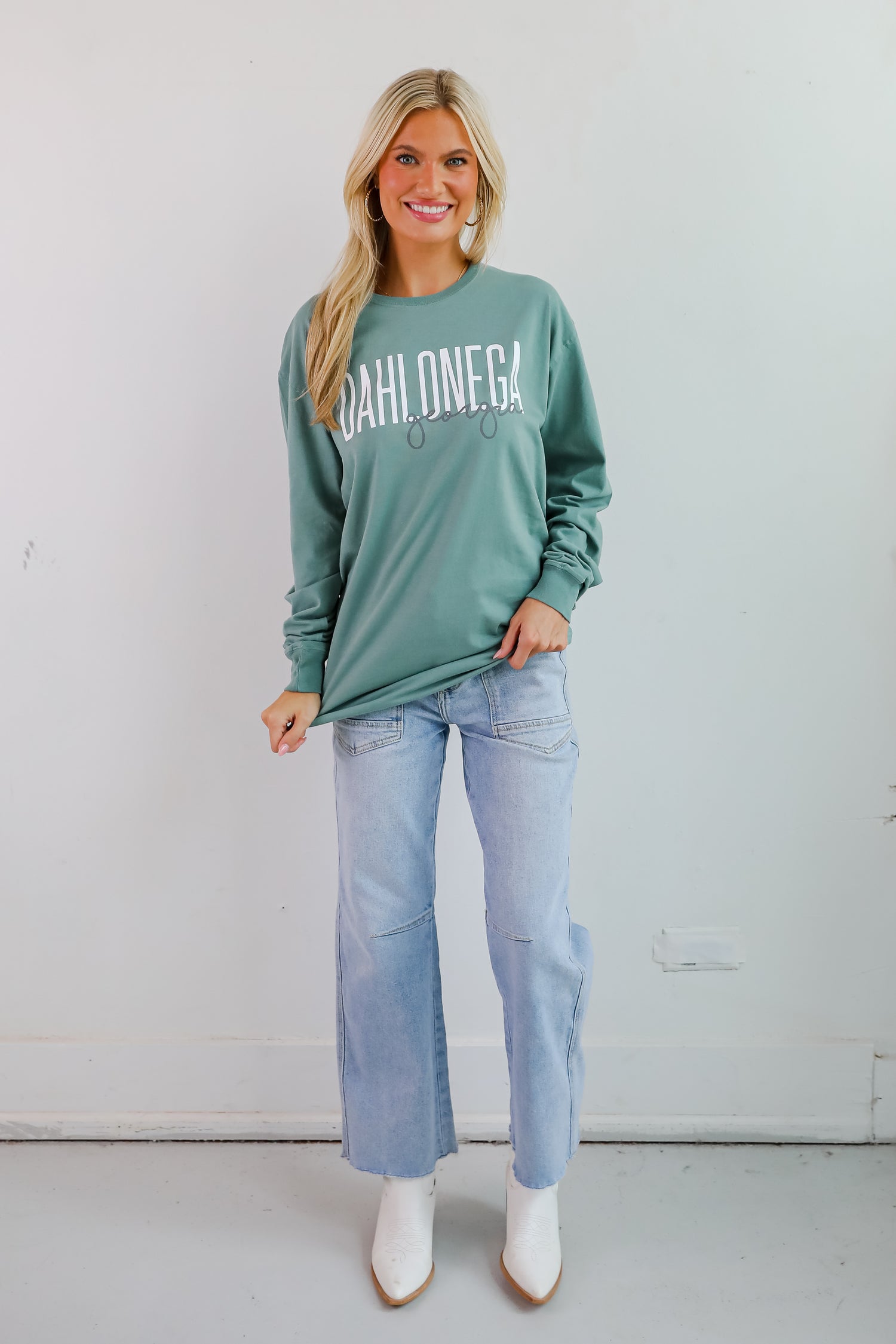 Seafoam Dahlonega Georgia Script Long Sleeve Tee