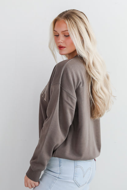 Mocha Dahlonega Embroidered Sweatshirt