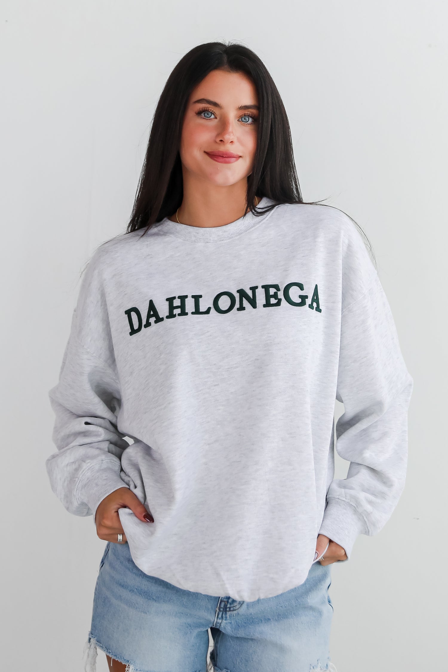 Heather Grey Dahlonega Embroidered Sweatshirt