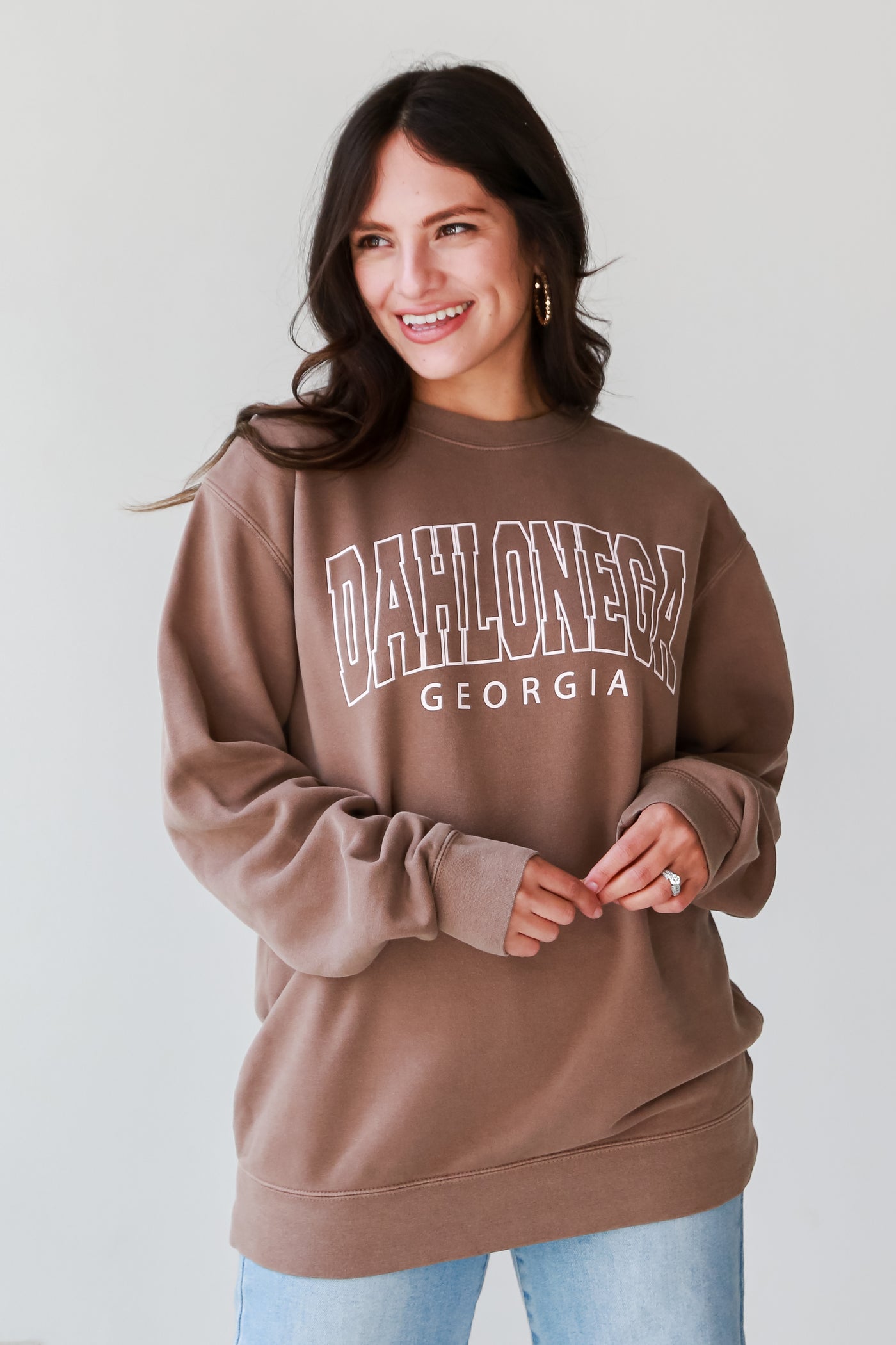 oversized Brown Dahlonega Georgia Sweatshirt