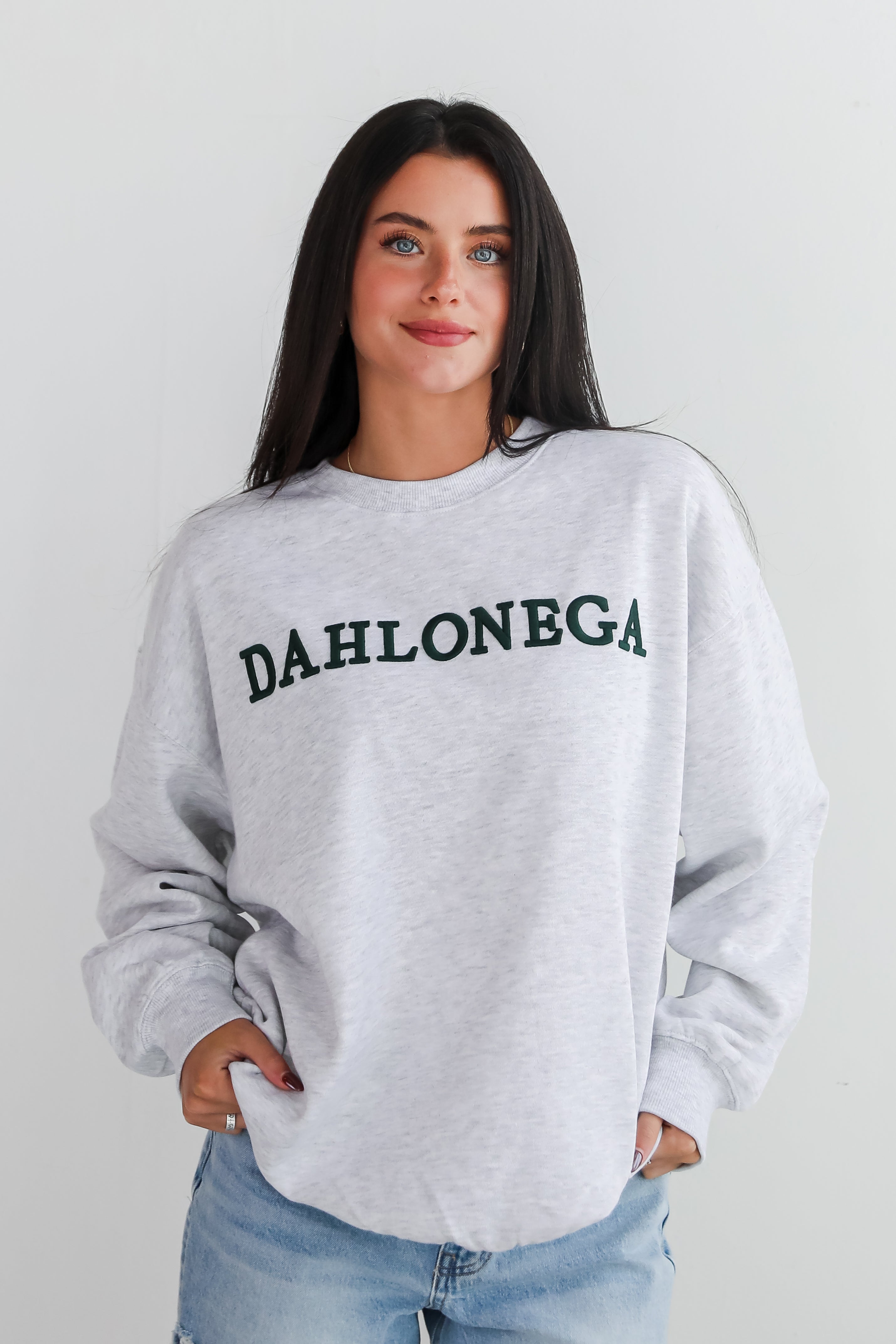 Heather Grey Dahlonega Embroidered Sweatshirt