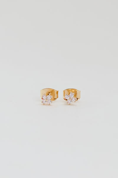 dainty Gold Rhinestone Stud Earrings