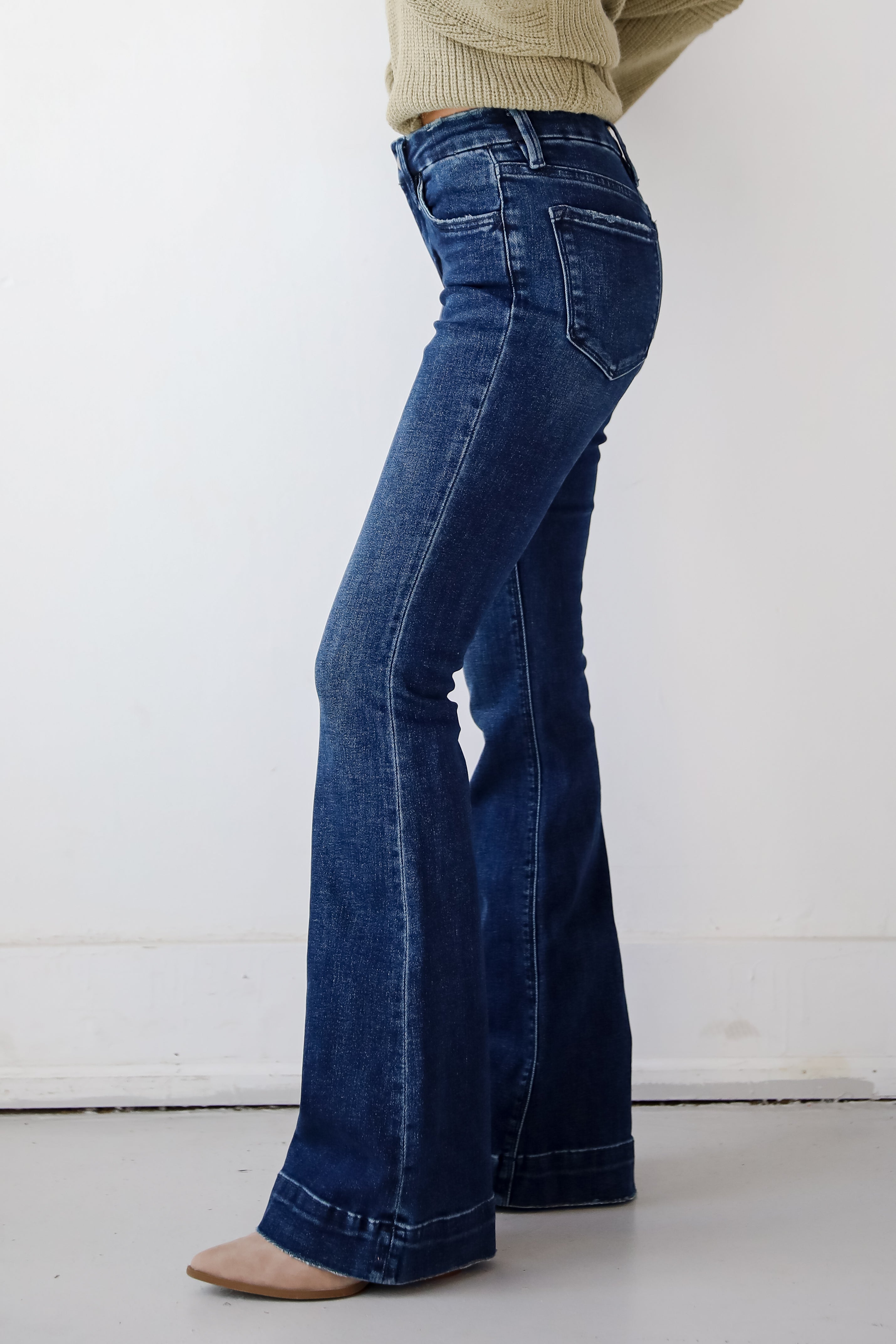 Julia Dark Wash Mid-Rise Flare Jeans