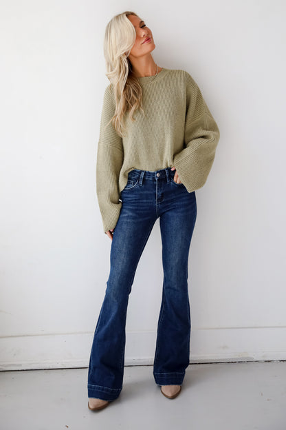 Julia Dark Wash Mid-Rise Flare Jeans