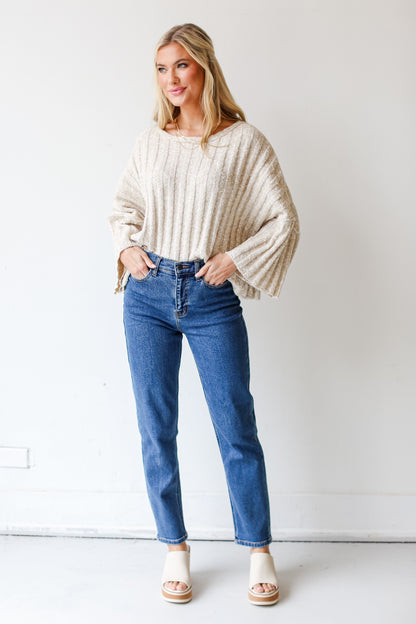 dark wash Mom Jeans front view