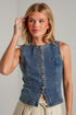 button front medium wash denim vest