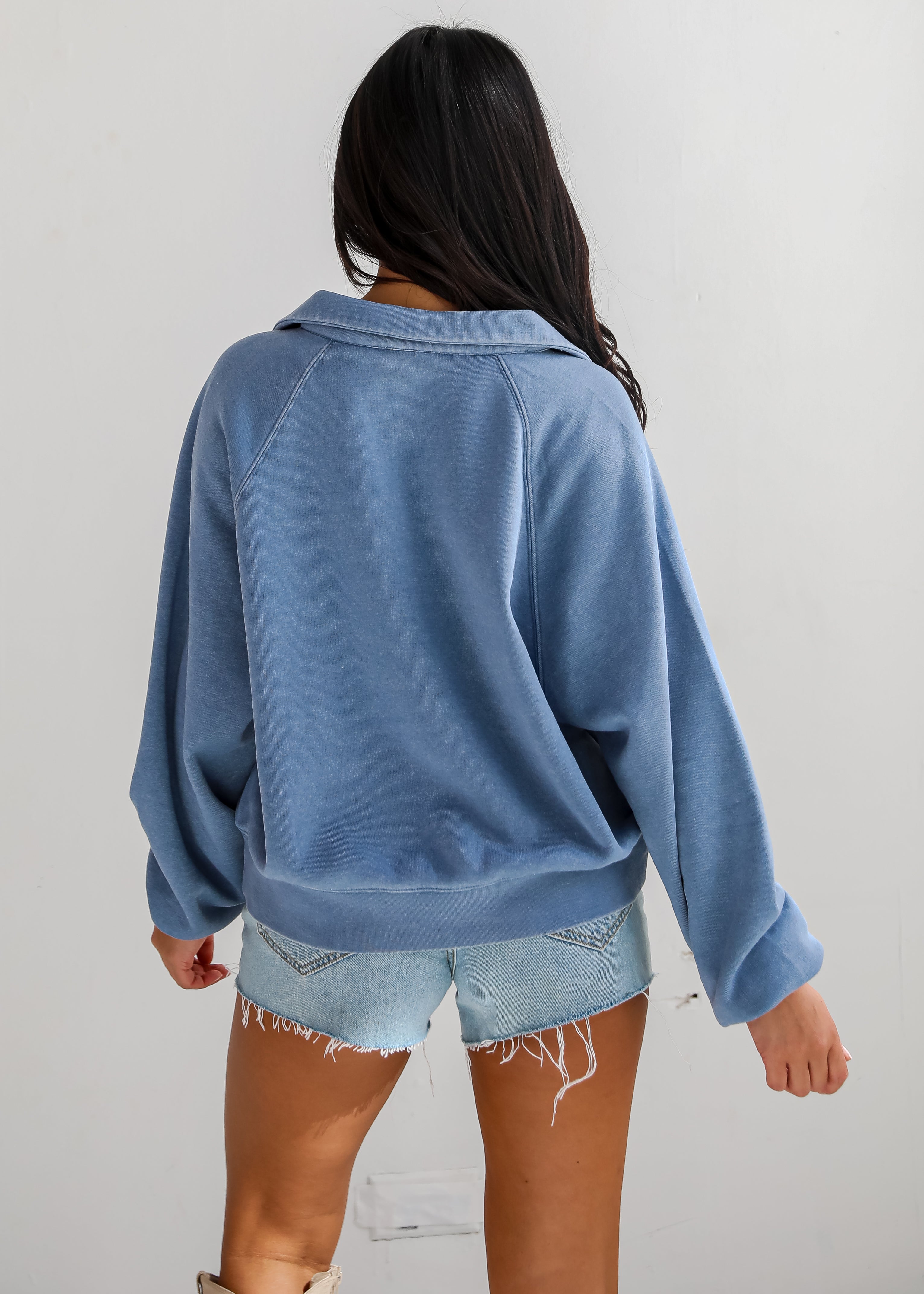 Comfy Culture Denim Collared Pullover