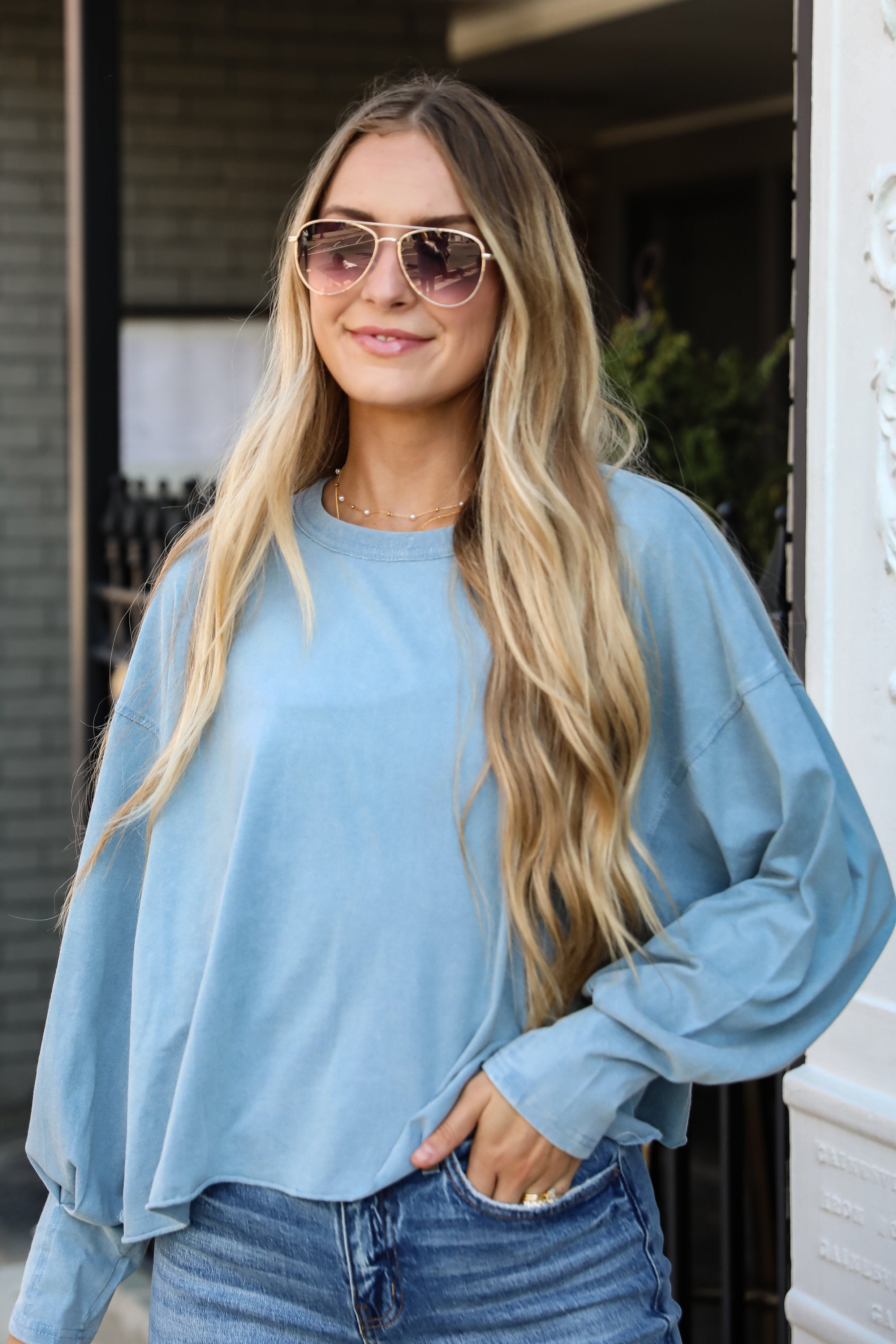 Aubree Cropped Long Sleeve Tee