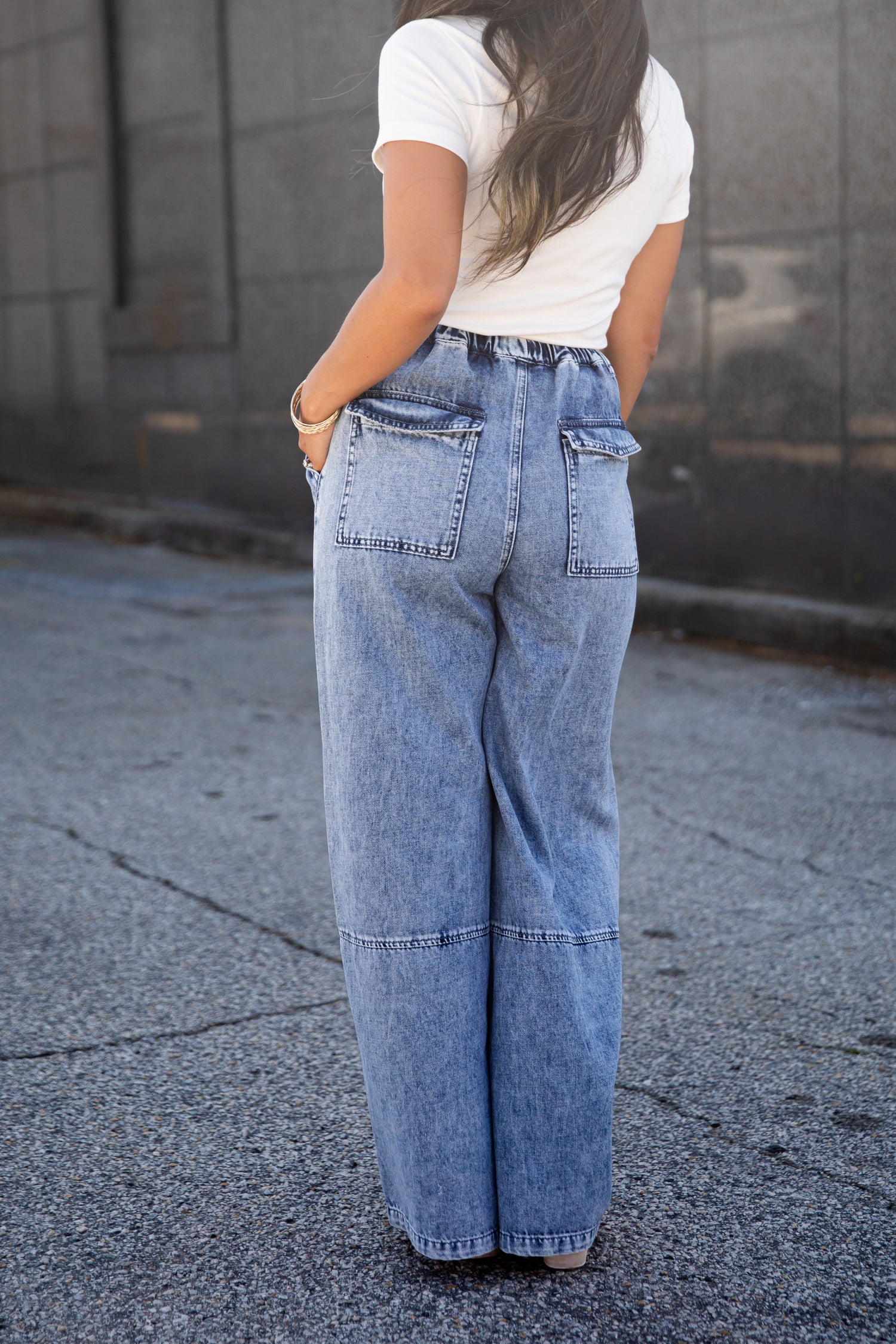 Murphy Wide Leg Drawstring Denim Pants